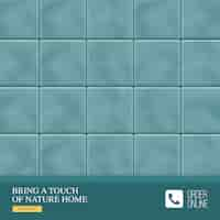 Free vector realistic ceramic floor tiles  with bring a touch of nature home tagline of manufacturer