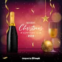 Free vector realistic champagne new year background