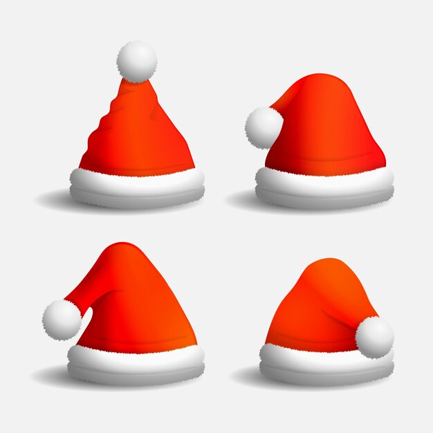 Free vector realistic character hats for christmas