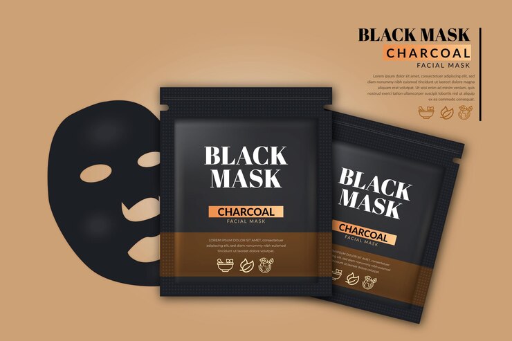 Free Vector realistic charcoal sheet mask ad