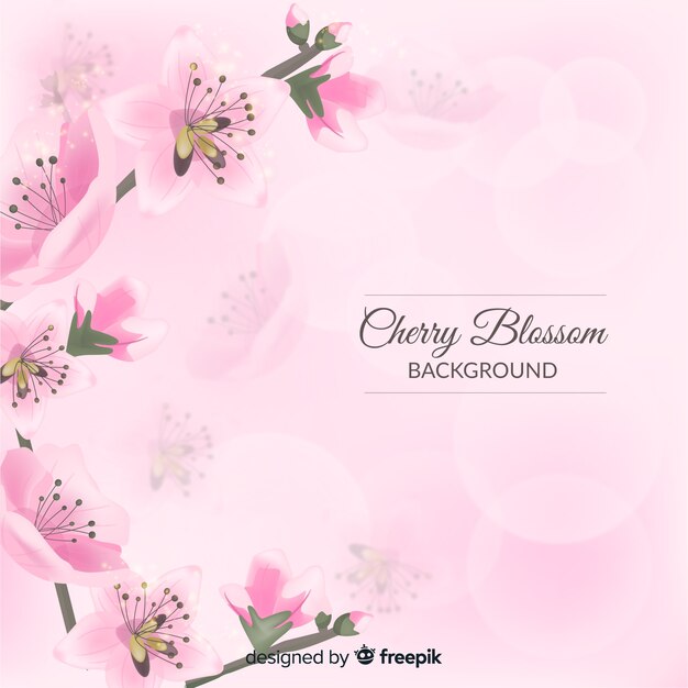 Realistic cherry blossom background