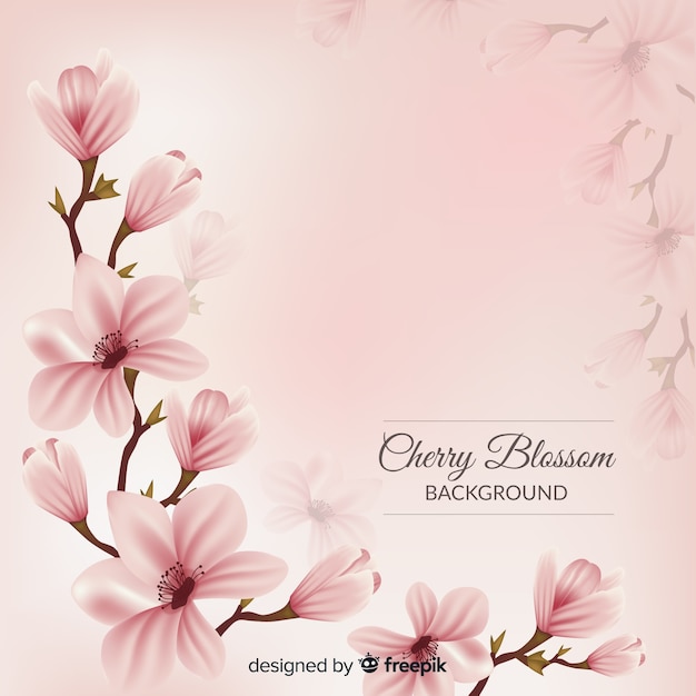 Realistic cherry blossom background