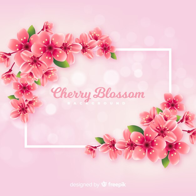 Realistic cherry blossom background