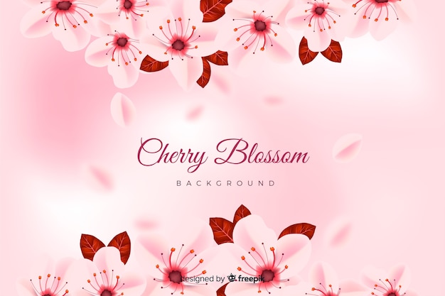 Realistic cherry blossom background