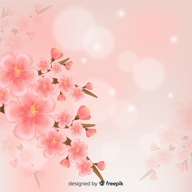 Realistic cherry blossom branch background