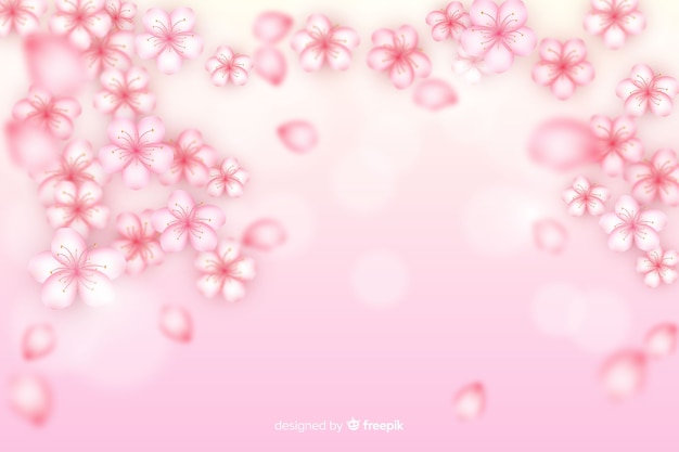 Realistic cherry flowers background