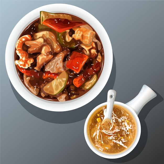 Free vector realistic  chinese food illustration