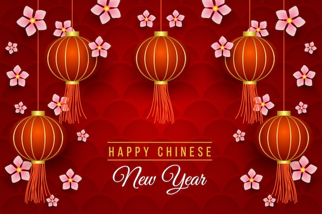 Realistic chinese new year background