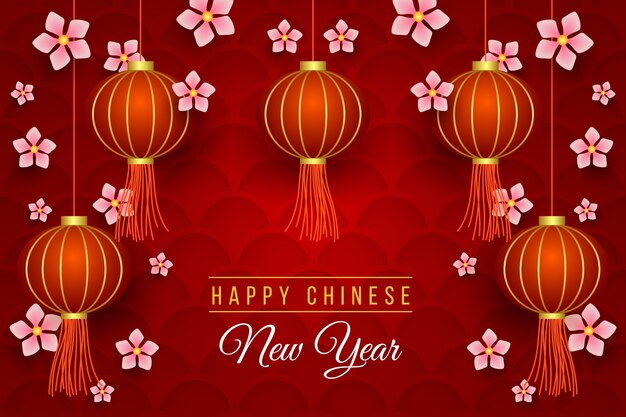 Realistic chinese new year background