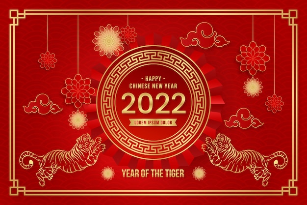 Realistic chinese new year background Free Vector