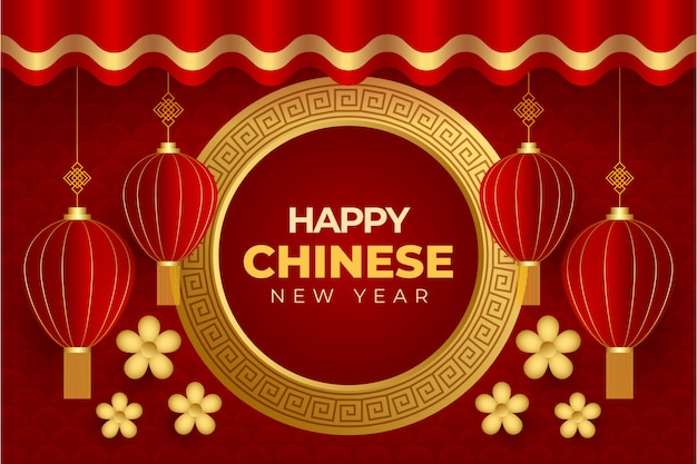 Realistic chinese new year background