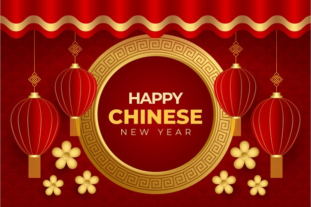 Realistic chinese new year background