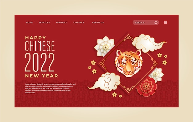 Realistic chinese new year landing page template Free Vector
