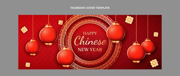 Realistic chinese new year social media cover template