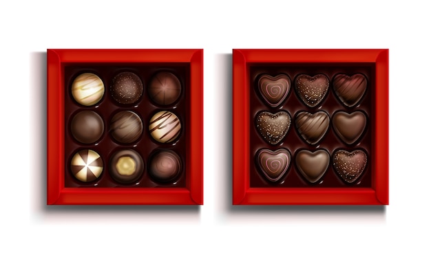 Free vector realistic chocolate candies box