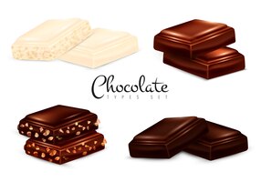 realistic chocolate types set