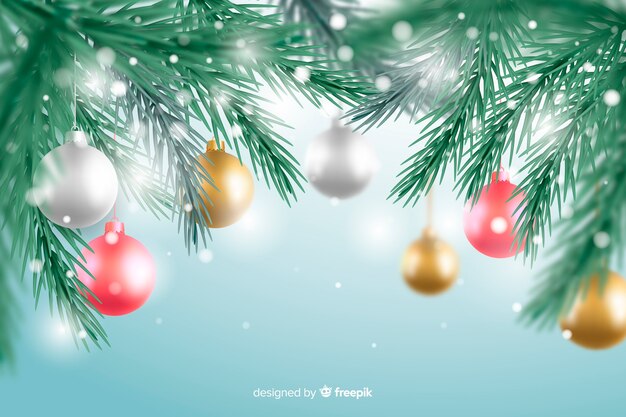 Realistic christmas background with decorations