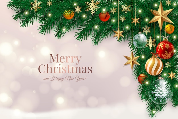 Free vector realistic christmas background with globes