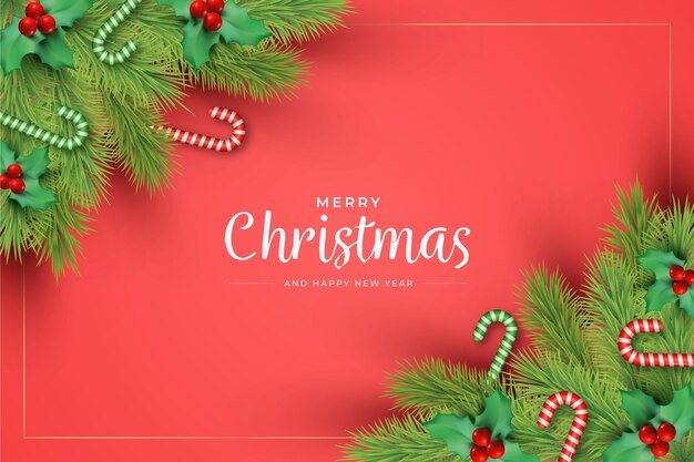 Realistic christmas background with greeting