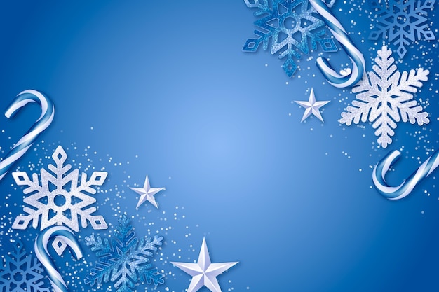 Free vector realistic christmas background with snowflakes