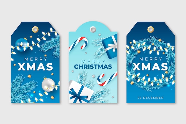 Free vector realistic christmas badges collection