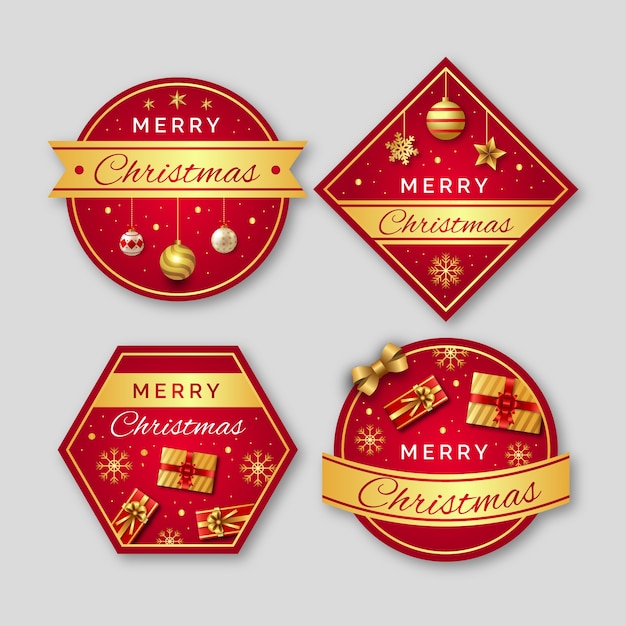 Realistic christmas badges collection