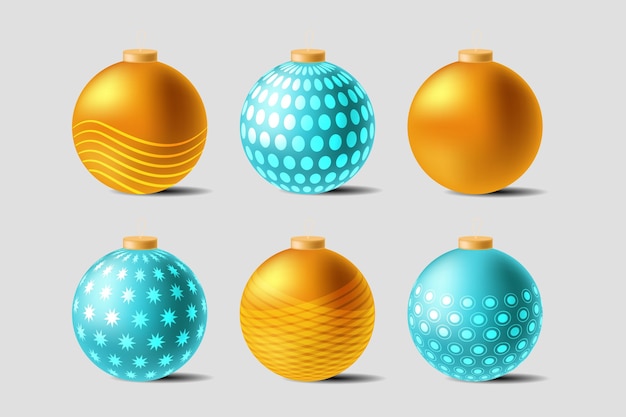 Free vector realistic christmas ball ornaments collection