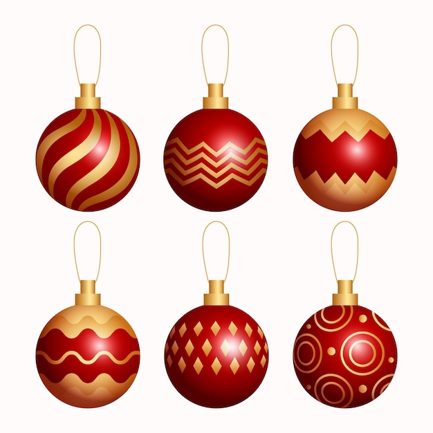 Realistic christmas ball ornaments collection