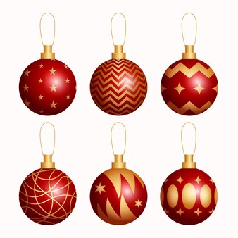 Realistic christmas ball ornaments collection