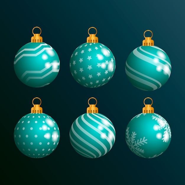 Realistic christmas ball ornaments collection