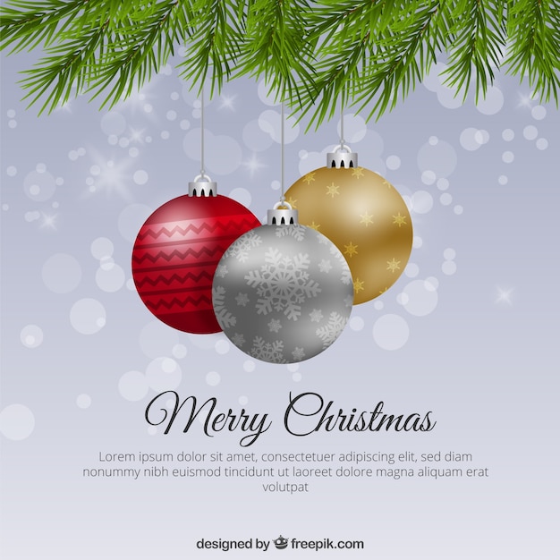 Free vector realistic christmas balls background