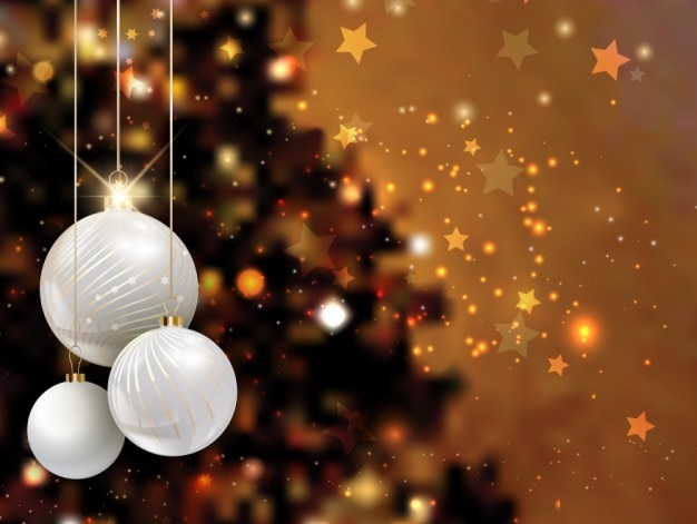 Realistic christmas balls on bright background