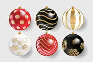 Free vector realistic christmas balls collection