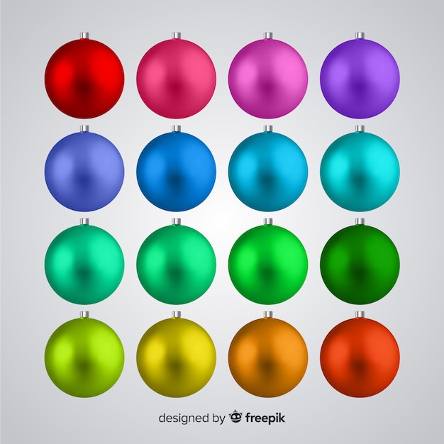 Realistic christmas balls set