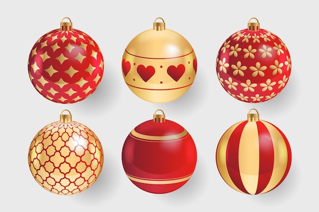 Realistic christmas balls set