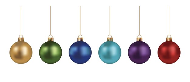 Реалистичные рождественские шары векторные иллюстрации набор, изолированные на белом фоне.