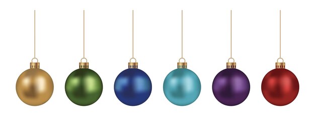 Realistic Christmas Balls Vector Illustration Set Isolated On A White Background.