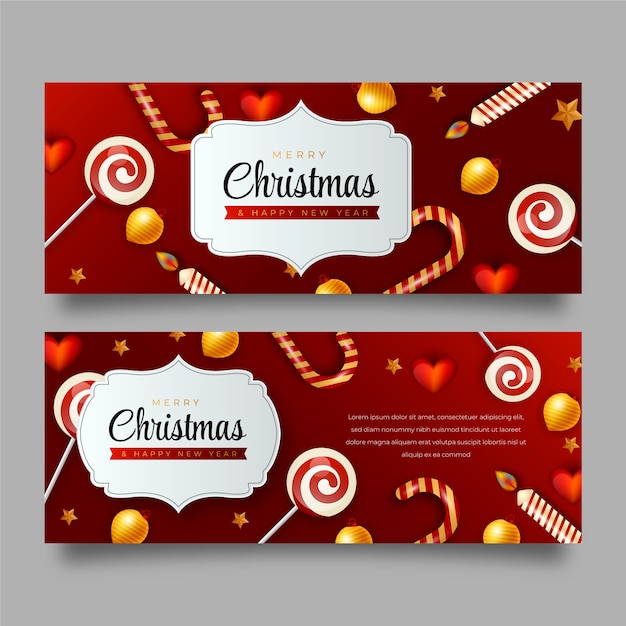 Free vector realistic christmas banners set