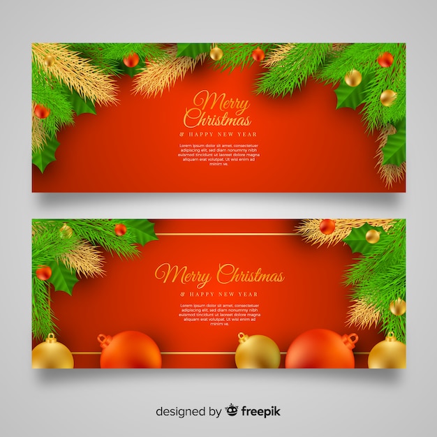 Realistic christmas banners