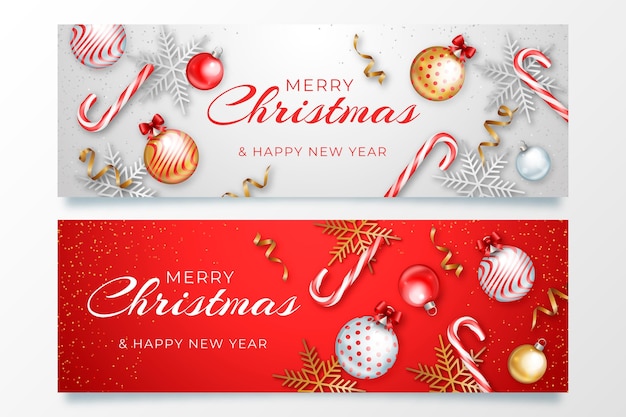 Free vector realistic christmas banners