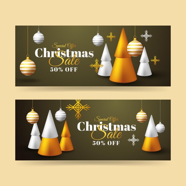 Бесплатное векторное изображение Реалистичные рождественские баннеры