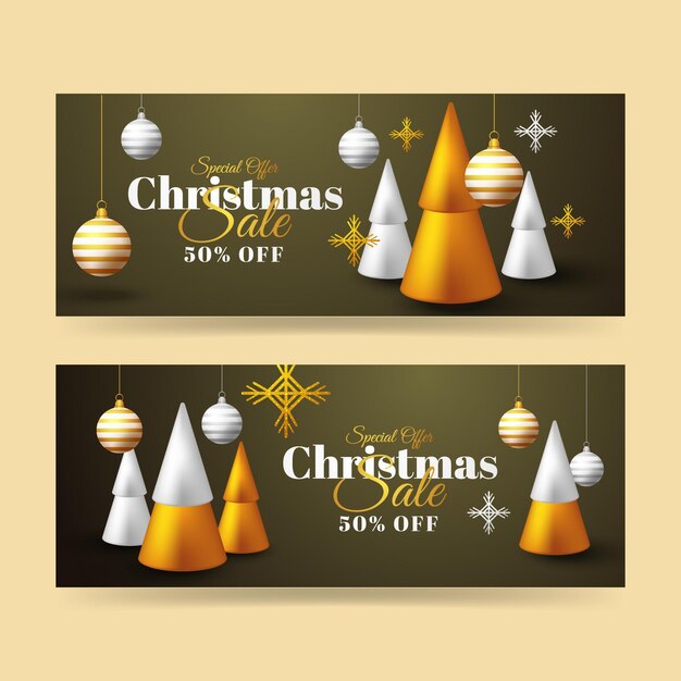 Realistic christmas banners