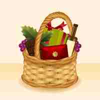 Free vector realistic christmas basket illustration