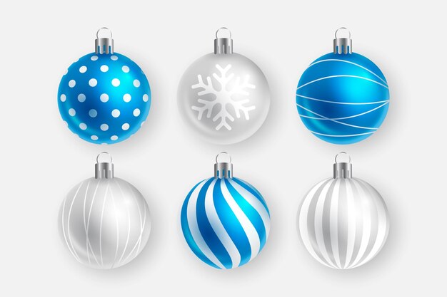 Realistic christmas baubles collection