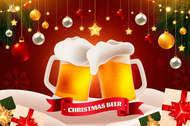 Realistic christmas beer illustration