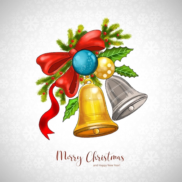 Free vector realistic christmas bell decoration holiday card background