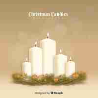 Free vector realistic christmas candle background