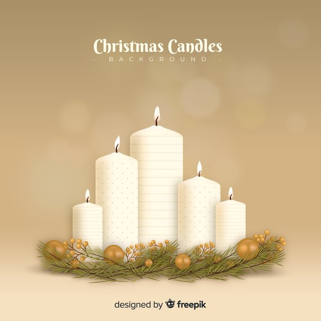 Realistic christmas candle background