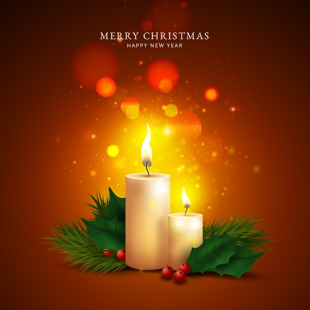 Free vector realistic christmas candle background