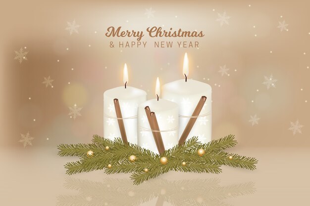 Realistic christmas candle background